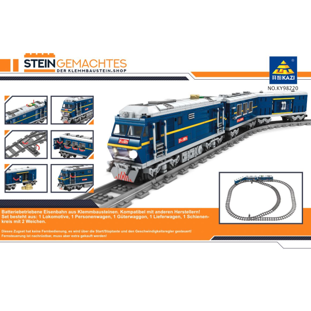 Kazi KY98220 Blauer Elektro-Personenzug mit Schienenkreis