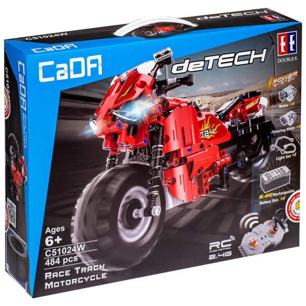 CaDA deTech C51024W Race Track Motorcycle Rotes RC-Motorrad