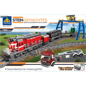 Kazi KY98219 Roter Diesel Güterzug mit Schienenkreis