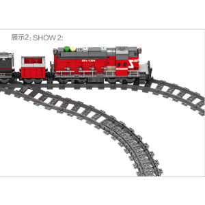Kazi KY98219 Roter Diesel Güterzug mit Schienenkreis