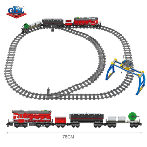 Kazi KY98219 Roter Diesel Güterzug mit Schienenkreis