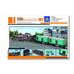 Kazi KY98226 Dampflokomotive mit Güterwaggons und Schienenkreis