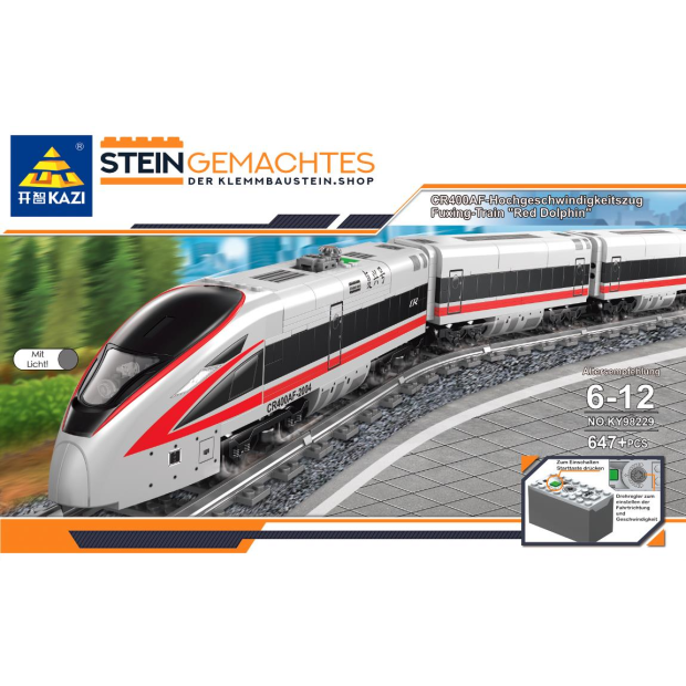 Kazi KY98229 Personen-Schnellzug mit Waggons und Schienenkreis cR400AF Red Dolphin Zug