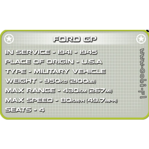 Cobi 2400 Ford GP US Truck (Historical Collection WWII) Pad printed - no Stickers