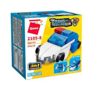 Qman 2105 Trans-Collector 10 Mini-Sets je 3 in 1 Baumaschine, Polizei Mitgebsel