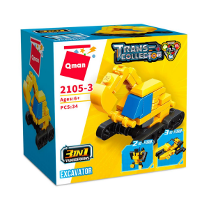 Qman 2105 Trans-Collector 10 Mini-Sets je 3 in 1 Baumaschine, Polizei Mitgebsel