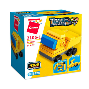 Qman 2105 Trans-Collector 10 Mini-Sets je 3 in 1 Baumaschine, Polizei Mitgebsel