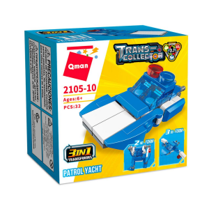 Qman 2105 Trans-Collector 10 Mini-Sets je 3 in 1 Baumaschine, Polizei Mitgebsel