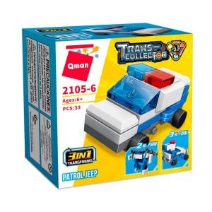 Qman 2105 Trans-Collector 10 Mini-Sets je 3 in 1 Baumaschine, Polizei Mitgebsel