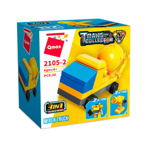 Qman 2105 Trans-Collector 10 Mini-Sets je 3 in 1 Baumaschine, Polizei Mitgebsel