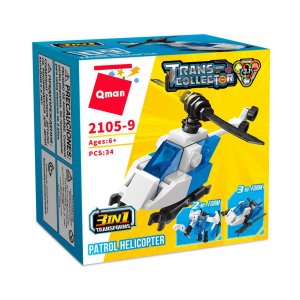 Qman 2105 Trans-Collector 10 Mini-Sets je 3 in 1 Baumaschine, Polizei Mitgebsel