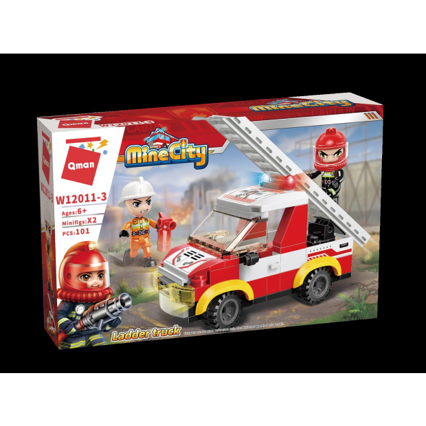 Qman W12011 4 Mini Feuerwehr-Fahrzeuge