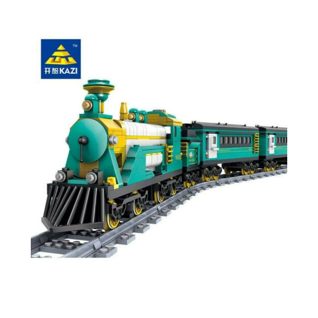 Kazi KY98225 Dampflokomotive mit Personenwaggons und Schienenkreis