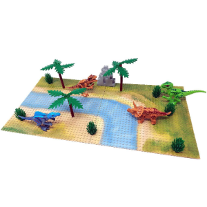 Modbrix Dino-Welt mit 2 Grundplatten und 4 Dinosauriern (84-teilig)