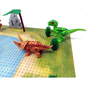 Modbrix Dino-Welt mit 2 Grundplatten und 4 Dinosauriern (84-teilig)