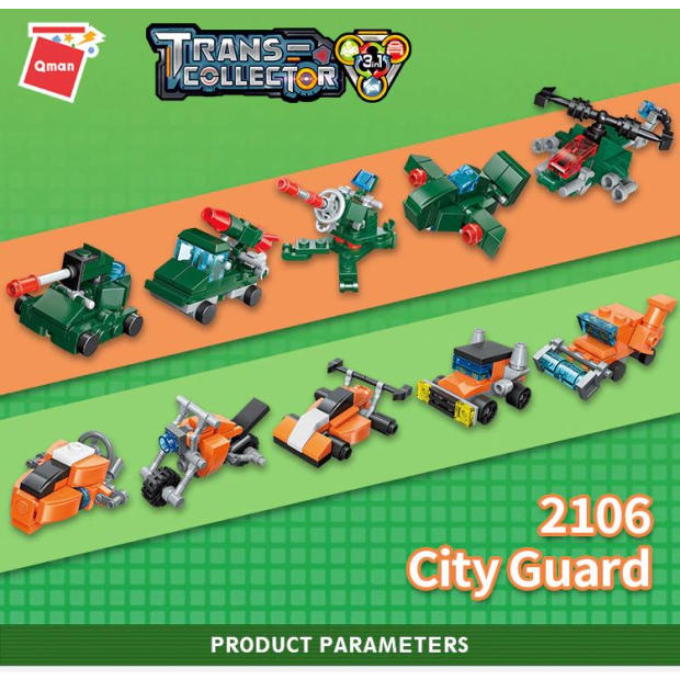 Qman 2106 Trans-Collector 10 Mini-Sets je 3 in 1 Fahrzeuge Mitgebsel