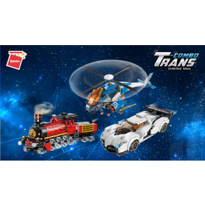 Qman 42101 Trans-Combo Power Master 3 in 1 Lokomotive - Motorrad - Dampfwalze