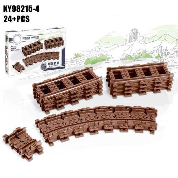 Kazi KY98215-4 Train Track Schienen-Set Geraden + Flex-Schienen Braun