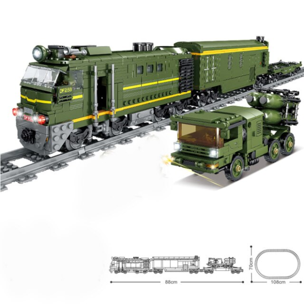 Kazi KY98252 Military missile carrier Train mit Waggon und Schienenkreis