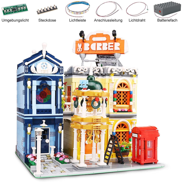 Mould King 16031 Barber Shop - Friseursalon mit Beleuchtung