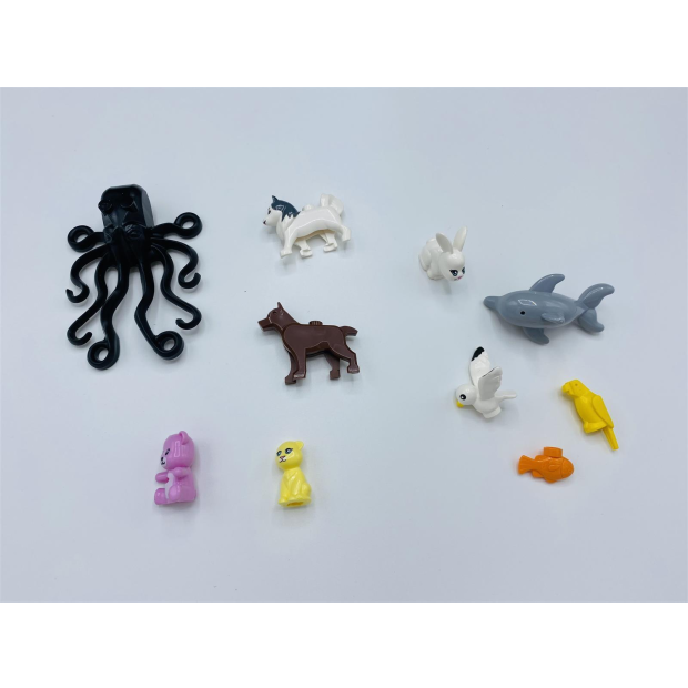 10 Qman Minifigur-Tiere im Polybag sortiert