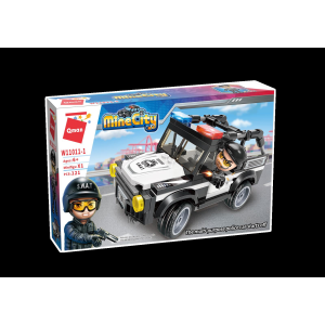 Qman W11011 Mine City Police 4 Polizeifahrzeuge