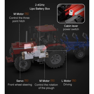 CaDa Master C61052W roter Traktor mit Pflug RC