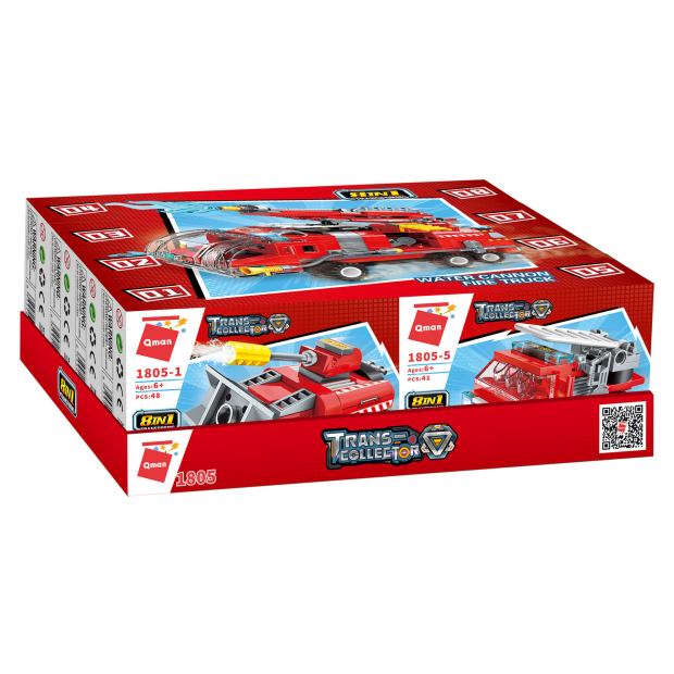 Qman 1805 Water Canon Fire Truck - 8 kleine oder 1 großes Fahrzeug